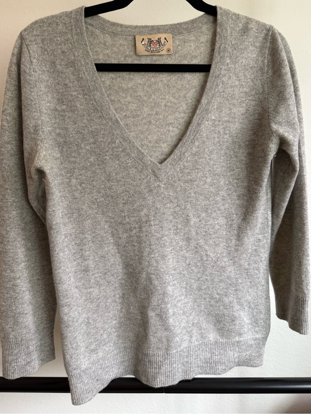 Juicy Couture 100% Cashmere Heart Patch Sweater M